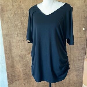 Black V-Neck Women's Top